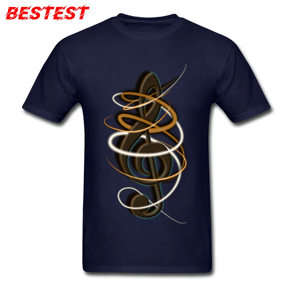 Music Note T-shirts Short Sleeve Custom Classic Men April FOOL DAY Tops Shirt Custom T Shirt Round Neck Cotton Music Note navy