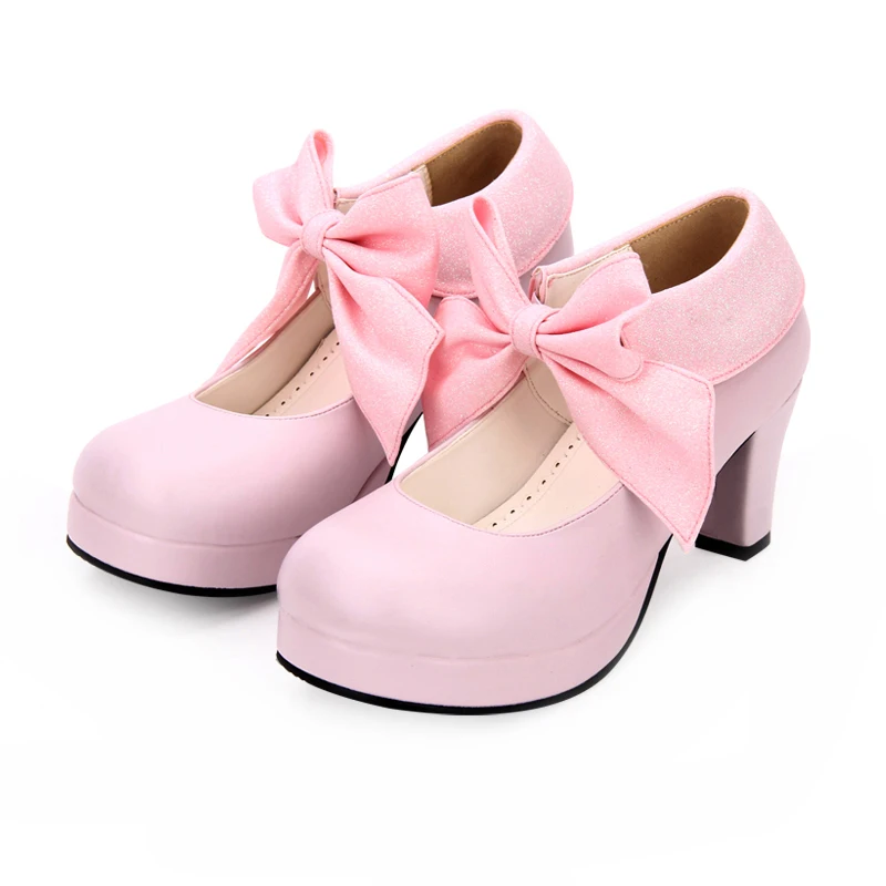 

Angelic imprint Sweet Lolita style Women pumps New Arrival Round Toe Bowknot Wedge Heel lolita Shoes Size 35-39 8669
