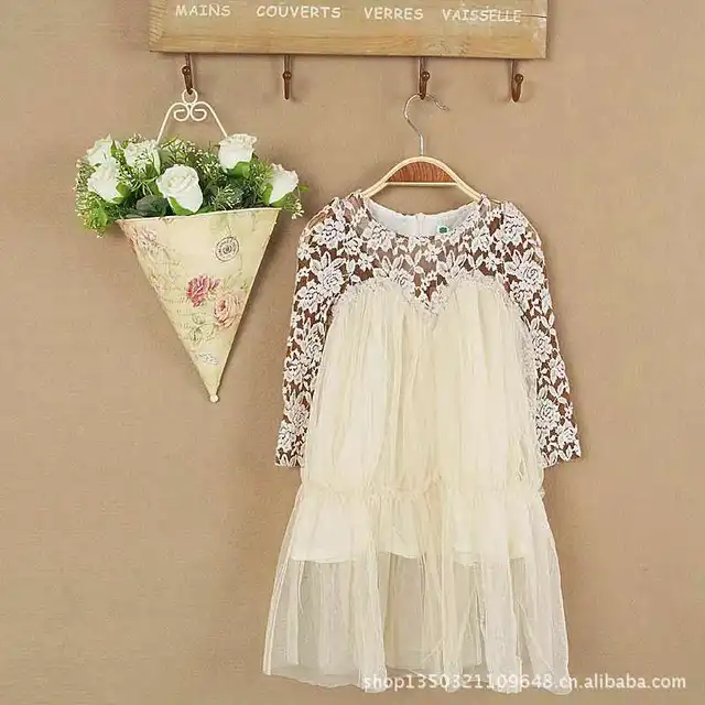 Cheap Spring and autumn Chiffon hollow yarn Korean children long sleeved dress Princess s Chiffon Dress
