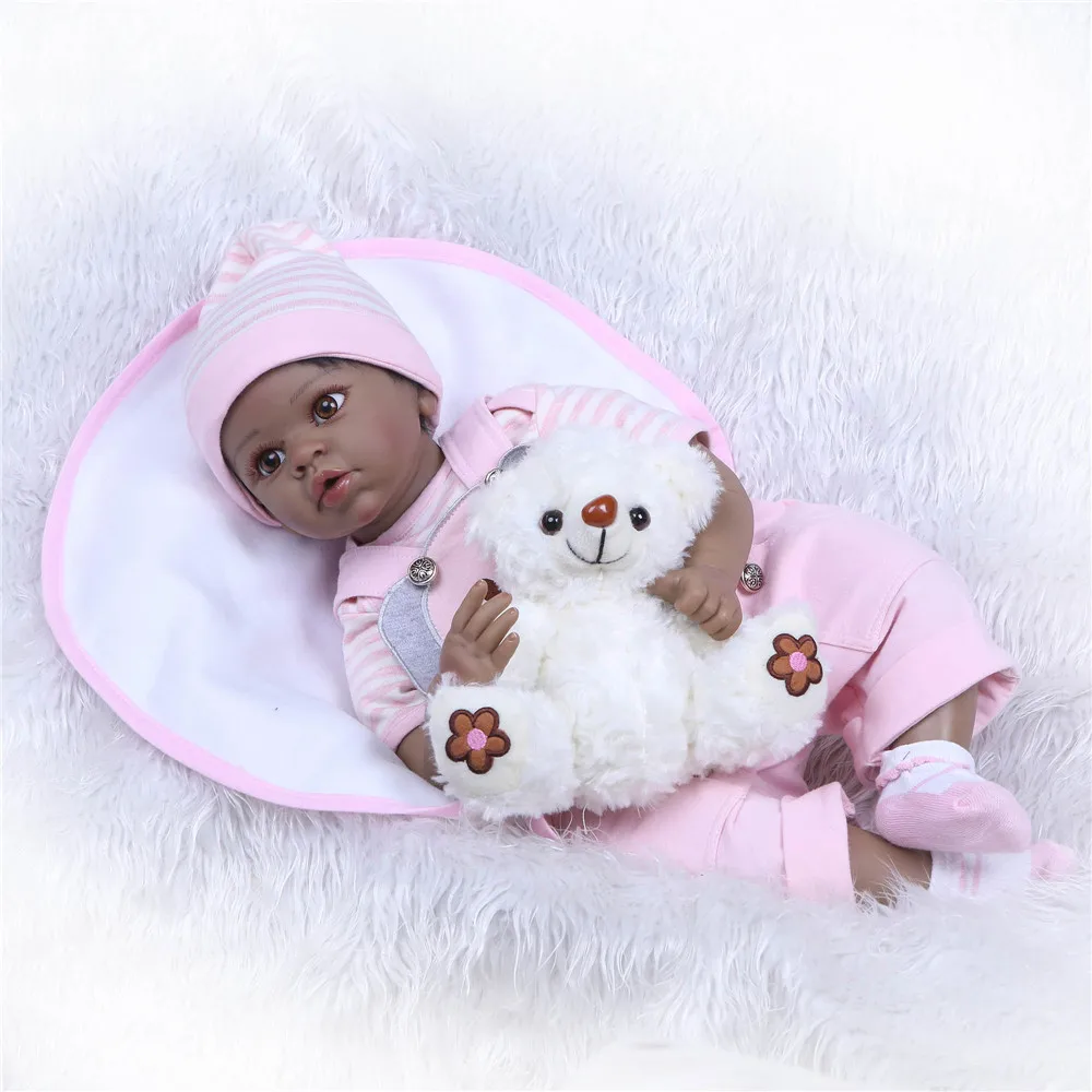 Bonecas do Bebê Bebe Bonecas Reborn Preto Africano Americano Bebê Menina 22 55 cm Npk Silicone Macio Renascer Lifelike Crianças Presente 4 Cheap Bonecas
