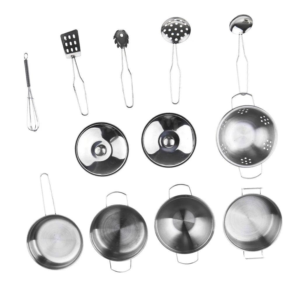 Kids Kitchen Metal Cookware Playset, All Purpose Kitchen Cooking Tool Set - C, 12pcs/Set