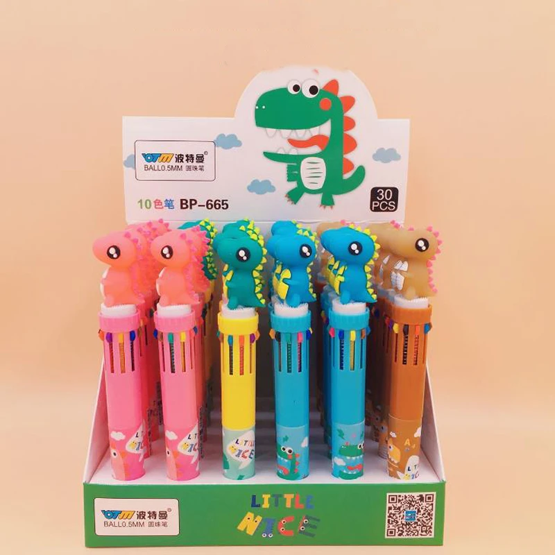 3 ピース セット漫画動物モンスター恐竜 10 色分厚いボールペンプレスボールペン文房具署名ペンギフト Ballpoint Pens Aliexpress