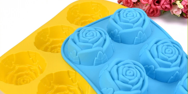 6 цветов розы Силиконовые формы для торта мороженое шоколадные формы мыло силиконовые формы 3D кекс формы для выпечки Форма для выпечки кекса D598