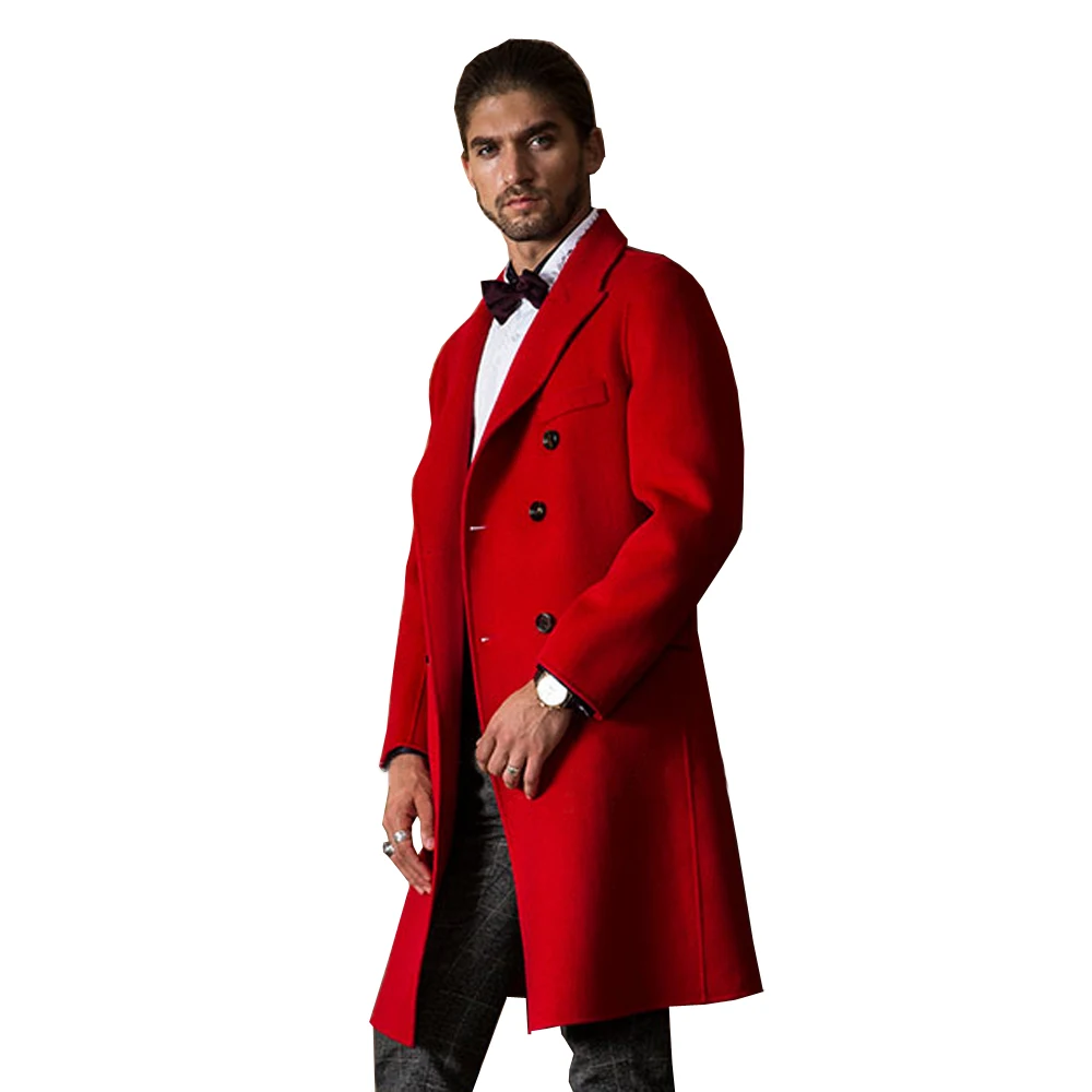 Automne Outwear Cachemire Double Formelle Tranchée Réel Veste Hiver Gris Hommes Rouge Couleur Mâle Longue Manteau Face Véritable Laine Style pUzMqVS