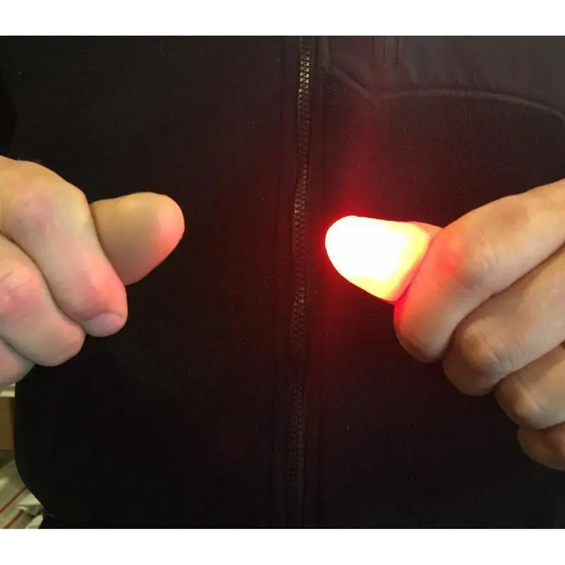 1 Pair Creative Magic Red Light Up Thumb Tips with LED Red Magic Thumb Tip Light Illusion Soft Standard Size 2 Pcs Props Gift E