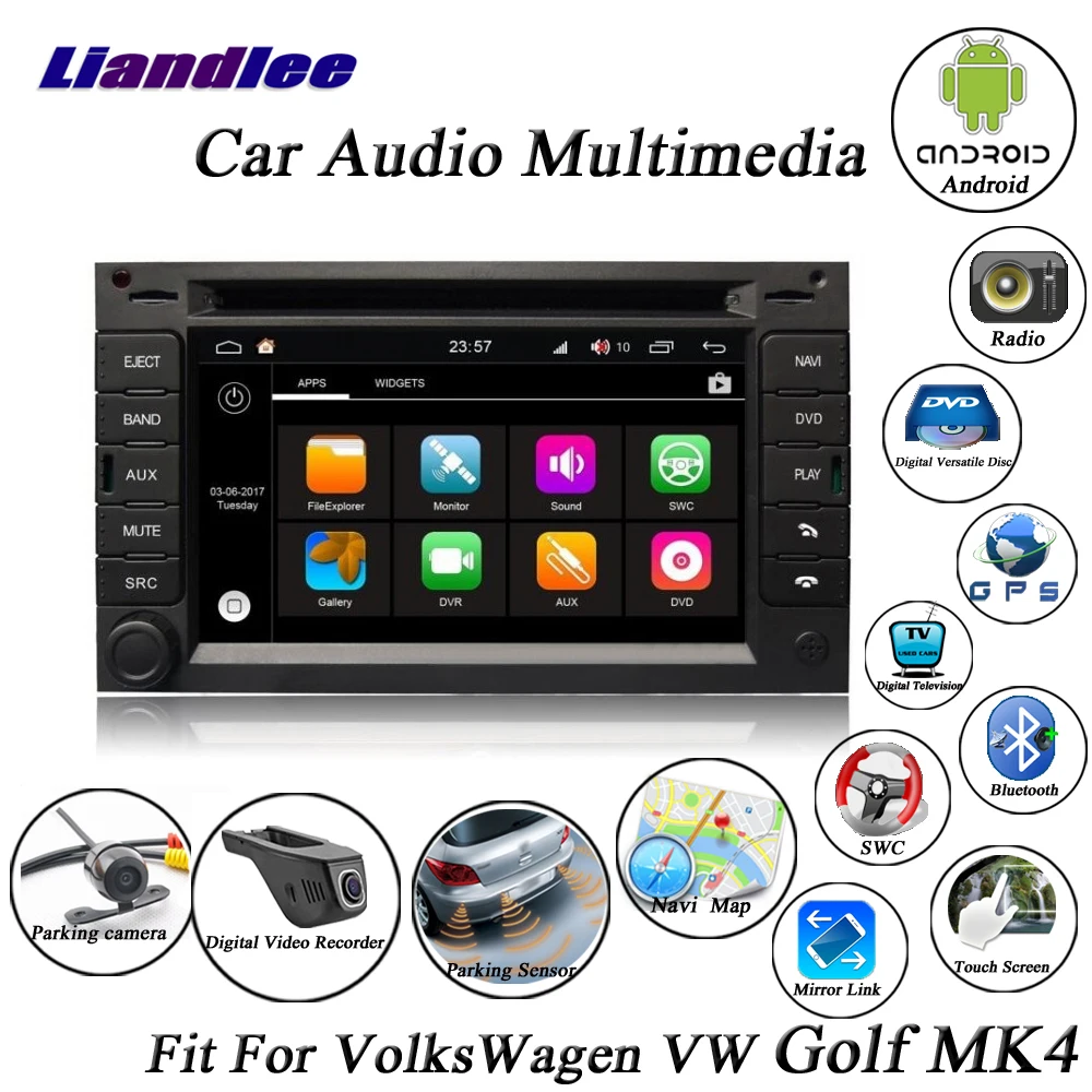 Best Liandlee For VolksWagen VW Golf MK4 2003~2004 Car Radio Camera OBD TV BT Wifi DVD Player GPS Map Navi Navigation Android System 0