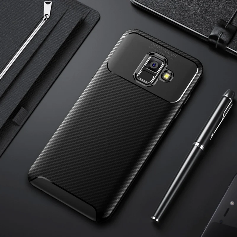 

for Samsung Galaxy A6 2018 Case A6 Plus 2018 Back Cover Luxury Carbon Fiber Slim Silicone Soft TPU Case for Samsung A6 Plus 2018