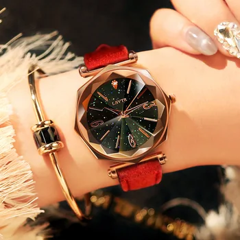 

Manufacturers wholesale women's watch fashion rhinestone casual creative women watch red belt Ladies quartz watches female gift