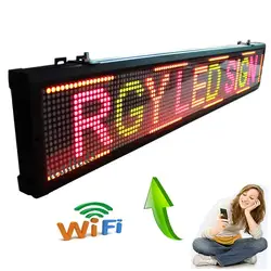 40x6.3 дюйм(ов) WI-FI программируемый рекламы светодиодная вывеска чистый красный, зеленый, желтый 3 цвета прокрутки сообщение Дисплей