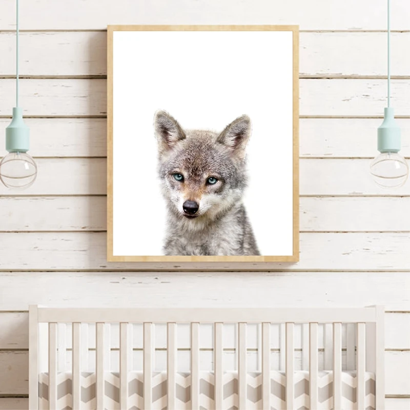 Baby Wolf Prints Painting Kids Room Decor