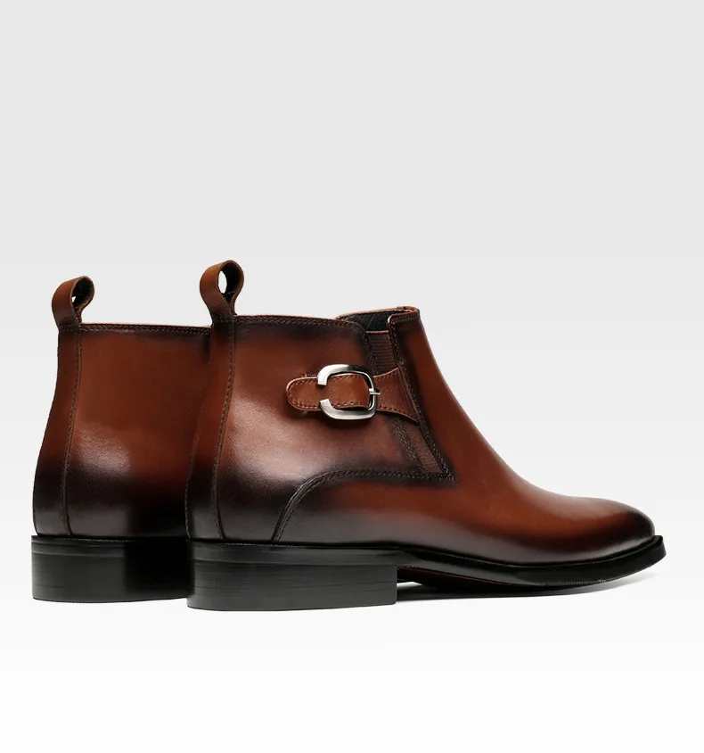 Moda Vestido Black Chelsea Masculinos Preto Sapatos De Botas Tan Genuíno Tornozelo Negócios Couro tan Homens brown wFwBxrq