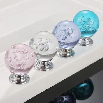 DRELD 1PC 30mm Crystal Ball Furniture Cabinet Knobs and Handles Creative Drawer Cupboard Door Kitchen Furniture Pull Handle Knob