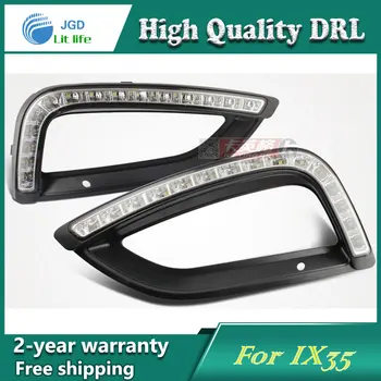 

Free shipping !12V 6000k LED DRL Daytime running light case for Hyundai IX35 2013 fog lamp frame Fog light Car styling