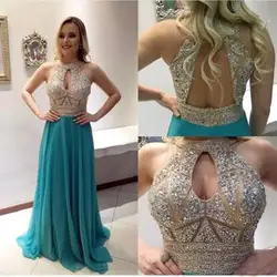 Vestido de festa шифоновое длинное вечернее платье трапециевидной формы с бусинами сексуальное вечернее платье с открытой спиной и блестящими