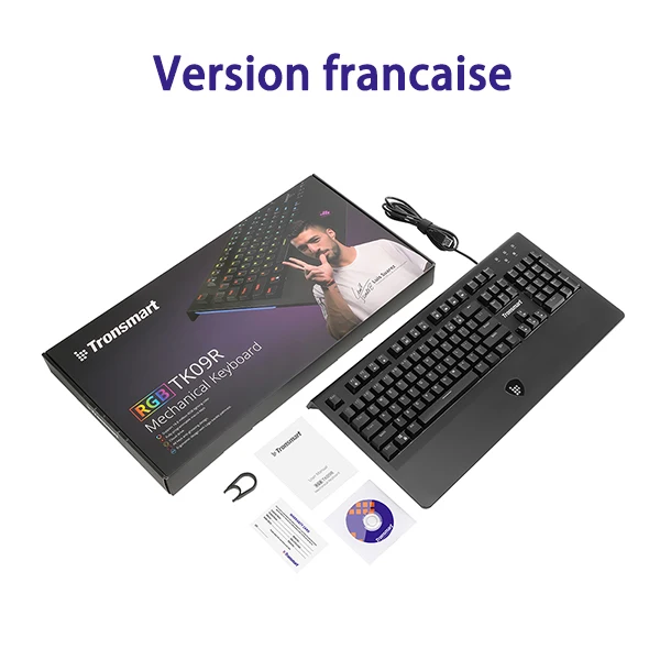 Tronsmart TK09R механическая клавиатура игровая клавиатура USB клавиатура 104 клавиша с RGB подсветкой, макро, синие переключатели для геймера, dota 2 - Цвет: French Version