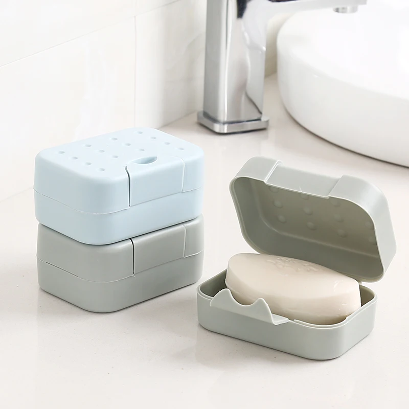 WCIC Portable Travel Rectangular Soap Dish Plastic Waterproof Lock Leak