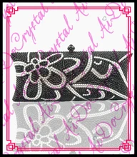 aidocrystal sexy ladies schwarzen kristall geldbörsen kristall blumenmuster clutch abendtasche