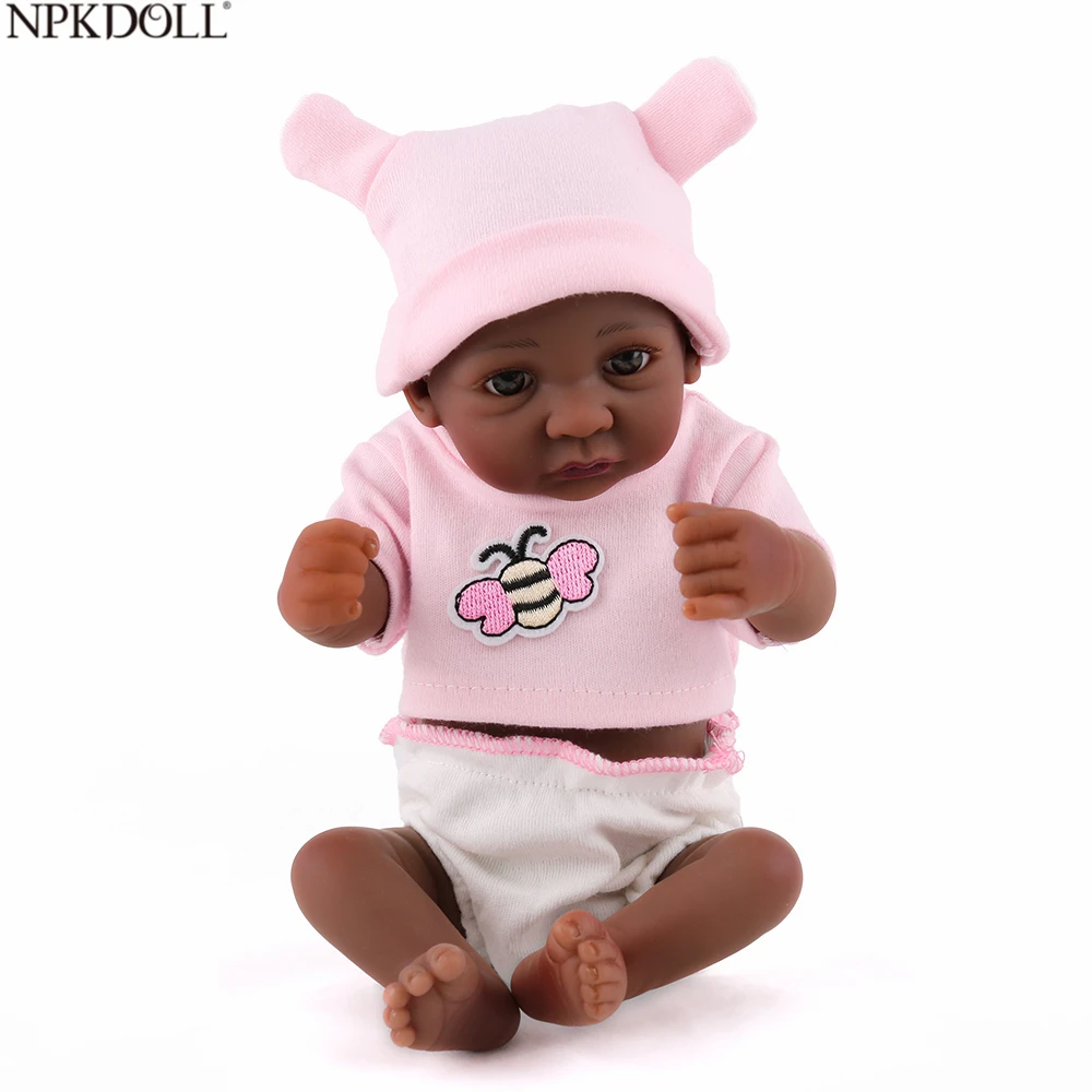 NPKDOLL африканские мини куклы Reborn младенцы 25 см модные детские мягкие силиконовые 10
