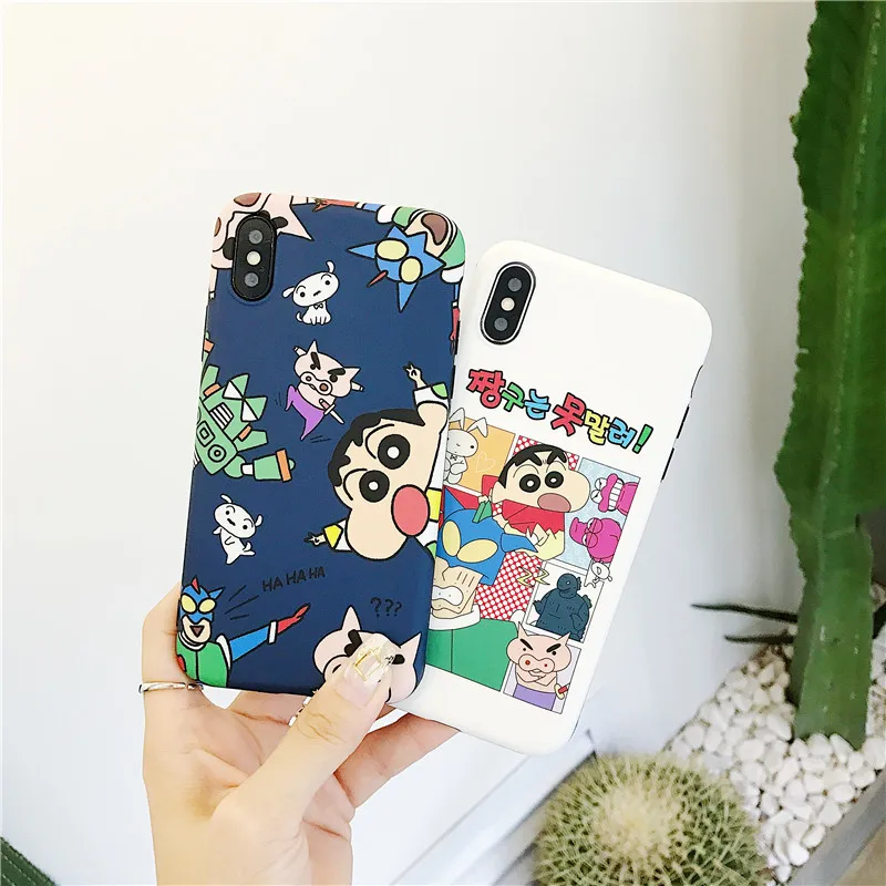 

Cute Cartoon Crayon Shinchan Case For iPhone 6S 6 7 8 Plus Case Coque Soft Silicone TPU Back Cover IMD Case For iPhone XS X