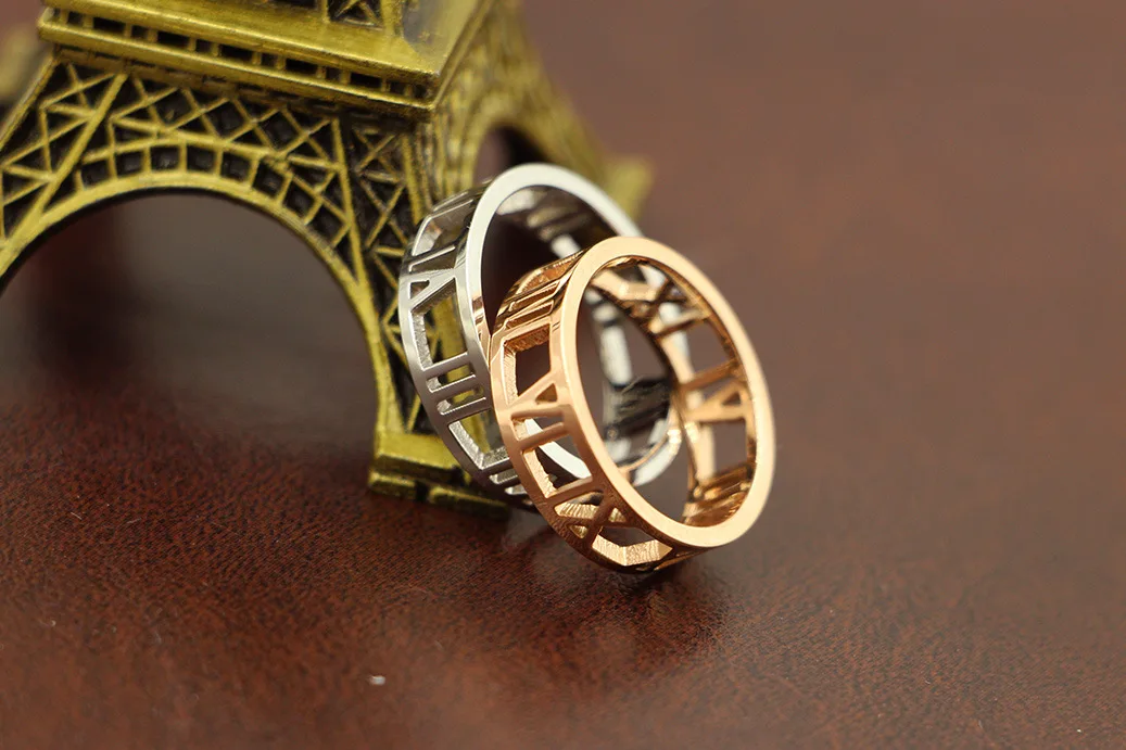 Классические кольца для женщин римские цифры из нержавеющей стали кольца из розового золота фирменные дизайнеры женский подарок для вечеринки