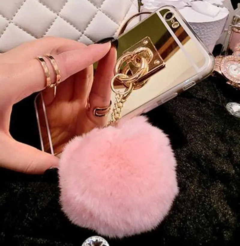 bilder für DHL 50 STÜCKE Strass pelz ball Pompon schlüsselanhänger spiegel fall-abdeckung für Samsung galaxy S4 5 6 7 rand plus note 3 4 5 7 bilder für DHL 50 STÜCKE Strass pelz ball Pompon schlüsselanhänger spiegel fall-abdeckung für Samsung galaxy S4 5 6 7 rand plus note 3 4 5 7