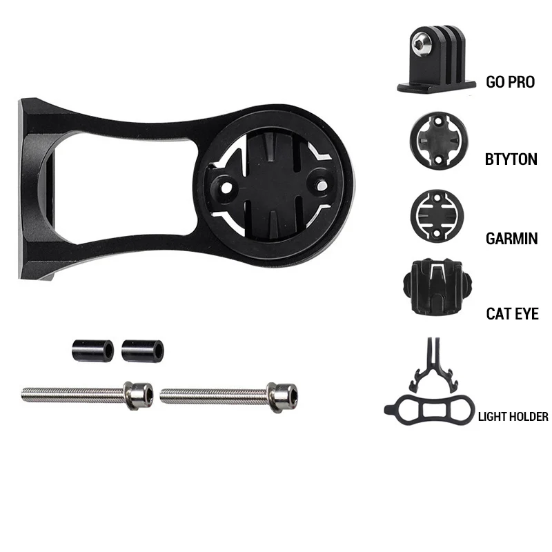 Держатель для велосипедного компьютера, камеры, алюминиевый сплав, поддержка велосипедного телефона, руль, секундомер, удлинитель, кронштейн для Garmin RR7064 - Цвет: BLACK
