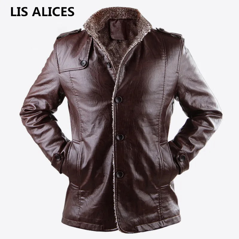 Мужская кожаная куртка LIS ALICES из искусственной кожи с искусственным мехом на