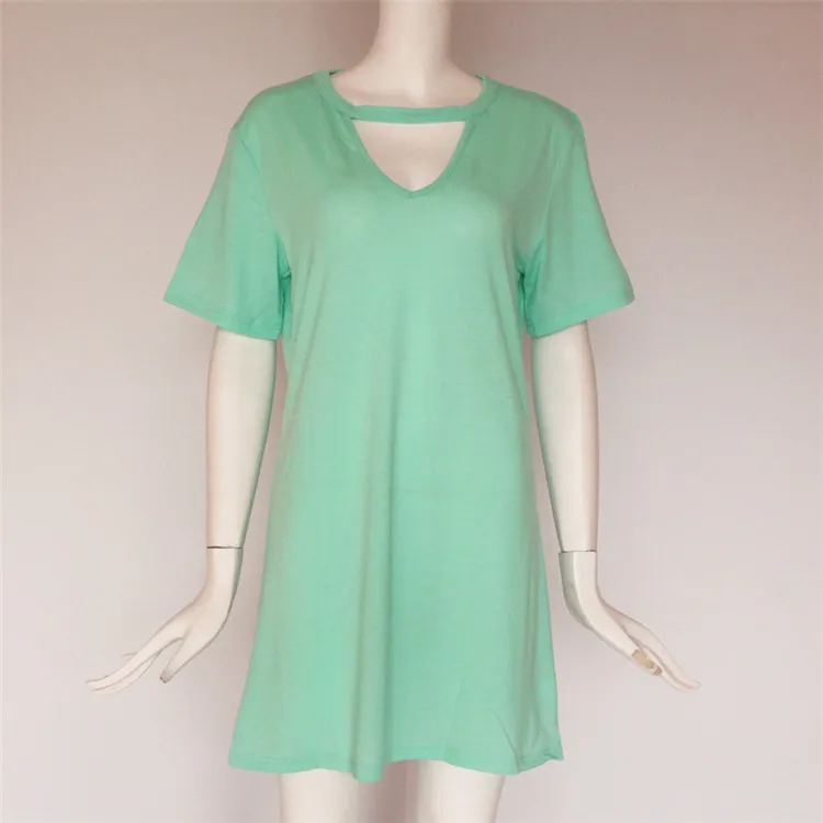 Europe and the United States fashion sexy 2017 Hot new V neck collar hollow short sleeve dress T-shirt dress 11 colors (8)