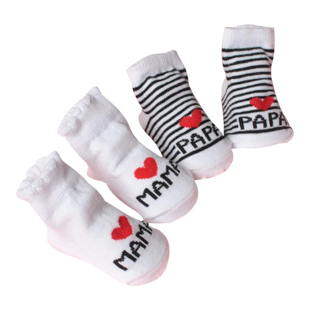 Противоскользящие носки-тапочки для маленьких мальчиков и девочек носки с надписью «люблю мама папа» детские носки маленькие хлопковые модные носки в полоску для младенцев#25