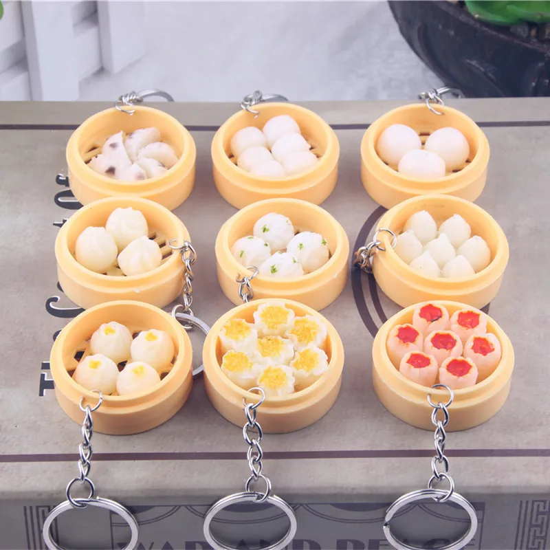 

Simulation Food Key Chains Noodle Creative Keychain Chinese Steamed Bun Dumpling Mini Steamer Bag Pendant New