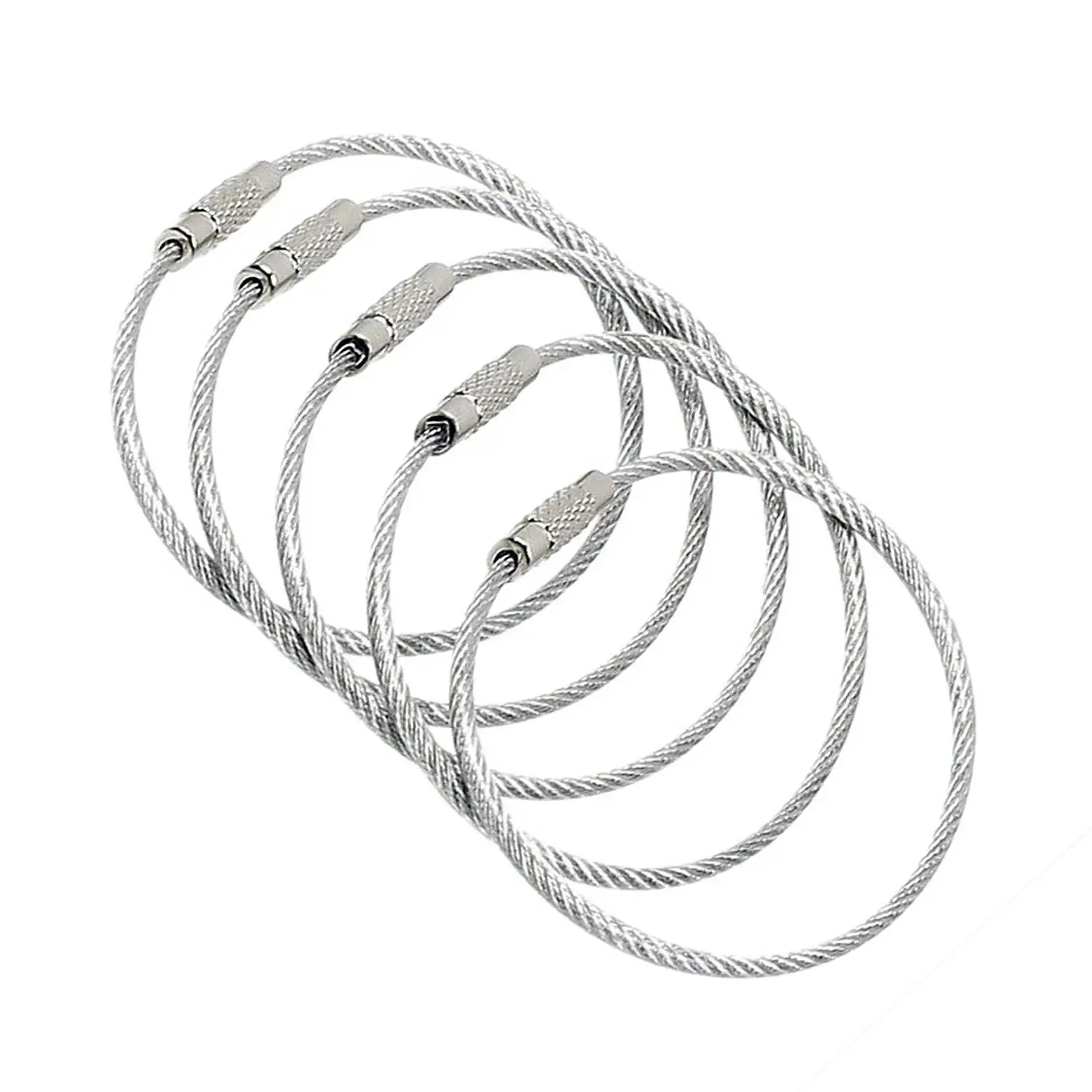 

20-Pack-Silver Ultra Tough Stainless Steel String Wire Luggage Tags Loop Key Rings