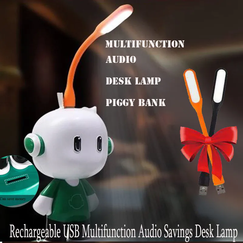 

LED Multi-function Music Reading Table Lamp USB Cartoon Small Audio Piggy Bank Night Light Bedside Bedroom Lamps Gifts for Kids