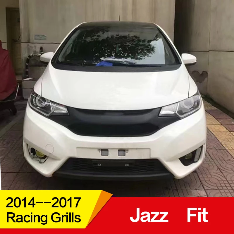 Использование для Honda Jazz Fit Racing Grills 15 16 17 лет углеродное волокно рефитт передний центр гоночная решетка крышка аксессуары