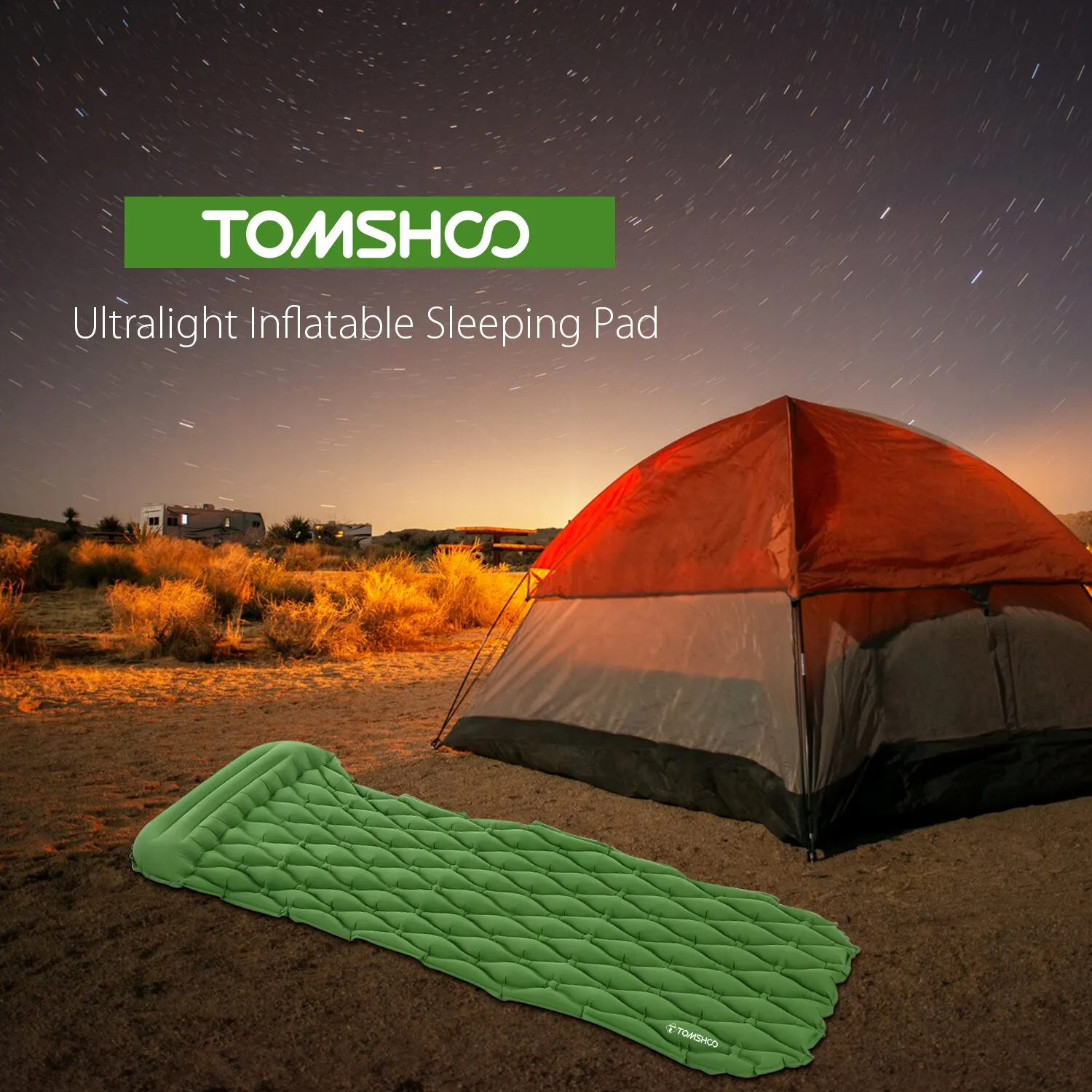 

TOMSHOO Ultralight Inflatable Sleeping Pad Mattress with Pillow for Outdoor Camping Hiking Backpacking Beach Air Mat Travel