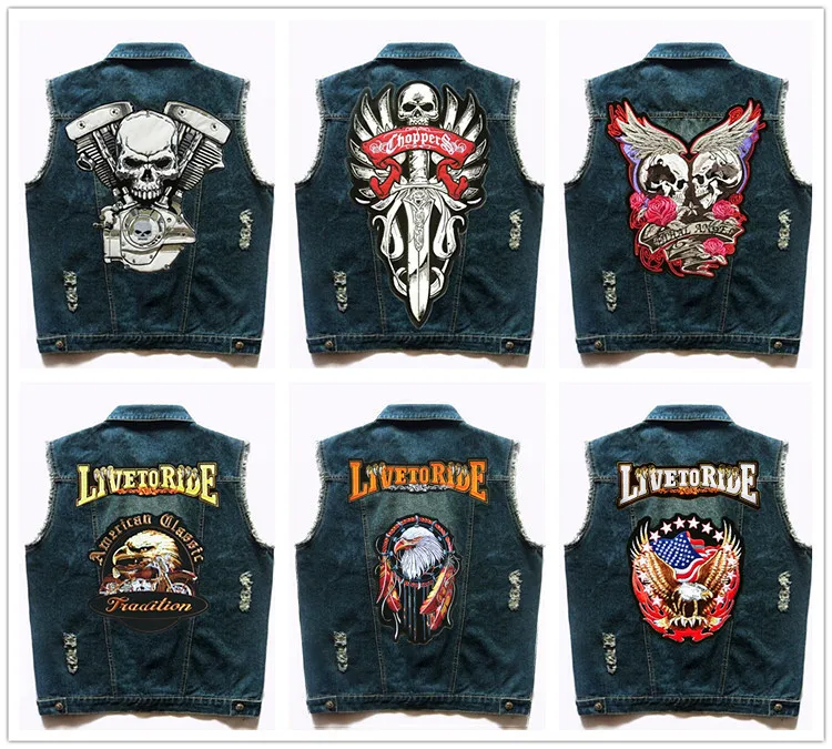 

Multi-style Large Patch DIY Iron On Sticker Reflective 3D Embroidery Engine Flying Eagle Skull Angel Death Devil Flag Badge