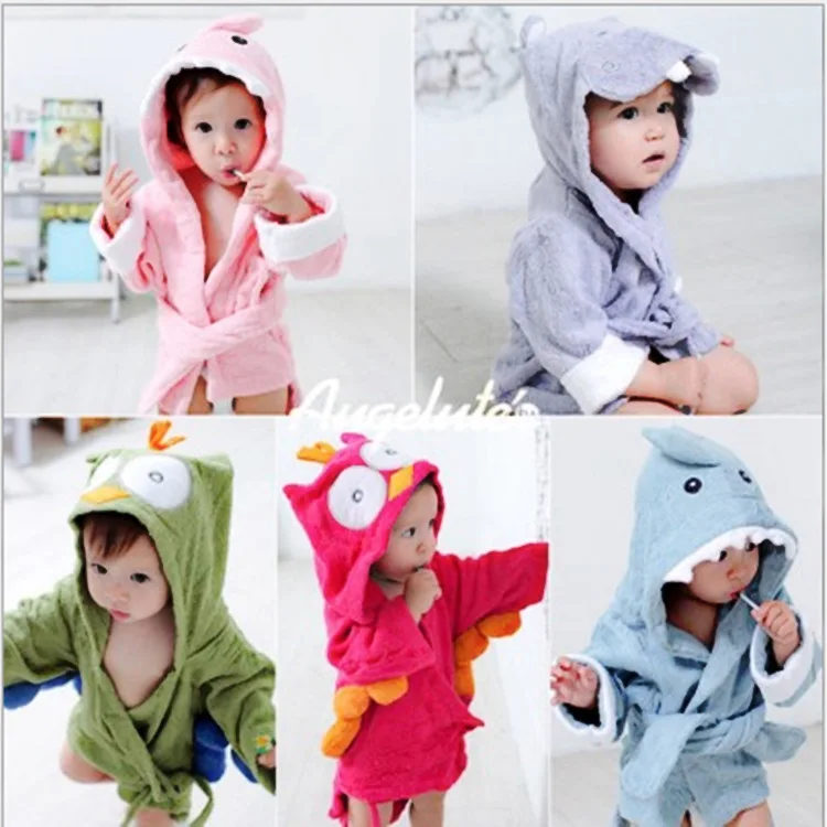

2018 NEW INS Kids Children's Clothing BOY GIRL Sleepwear Robe COTTON CARTOON shark lion monkey fox hooded