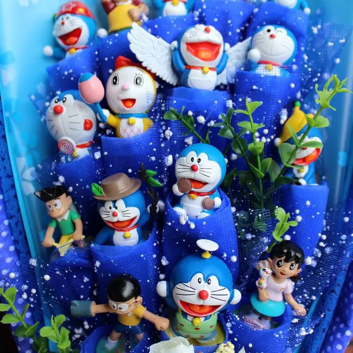 Новинка! Аниме Doraemon фигурка супа Цветок Модель Детская игрушка ПВХ Doraemon кошка Животные Куклы Букет романтический подарок на день рождения без коробки