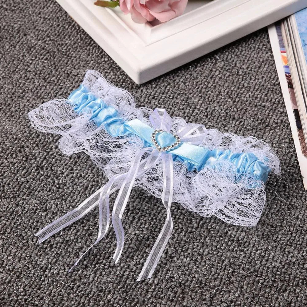 Women's Sexy Lace Bowknot Garter Woman Wedding Party Bridal Lingerie Lace Belt Female Heart-shaped Rhinestone Garters