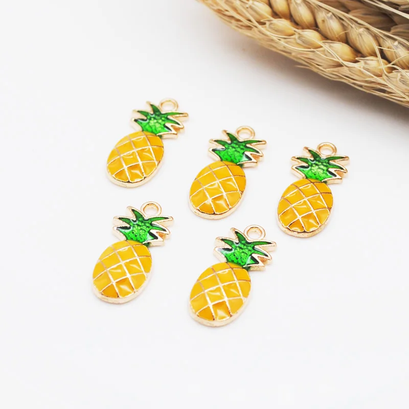 

20pcs/pack 11.5*24.5MM Lovely Fruite Pineapple Pendant for Earrings Drop Alloy Jewelry Making Findings Handmade Enamel Charm