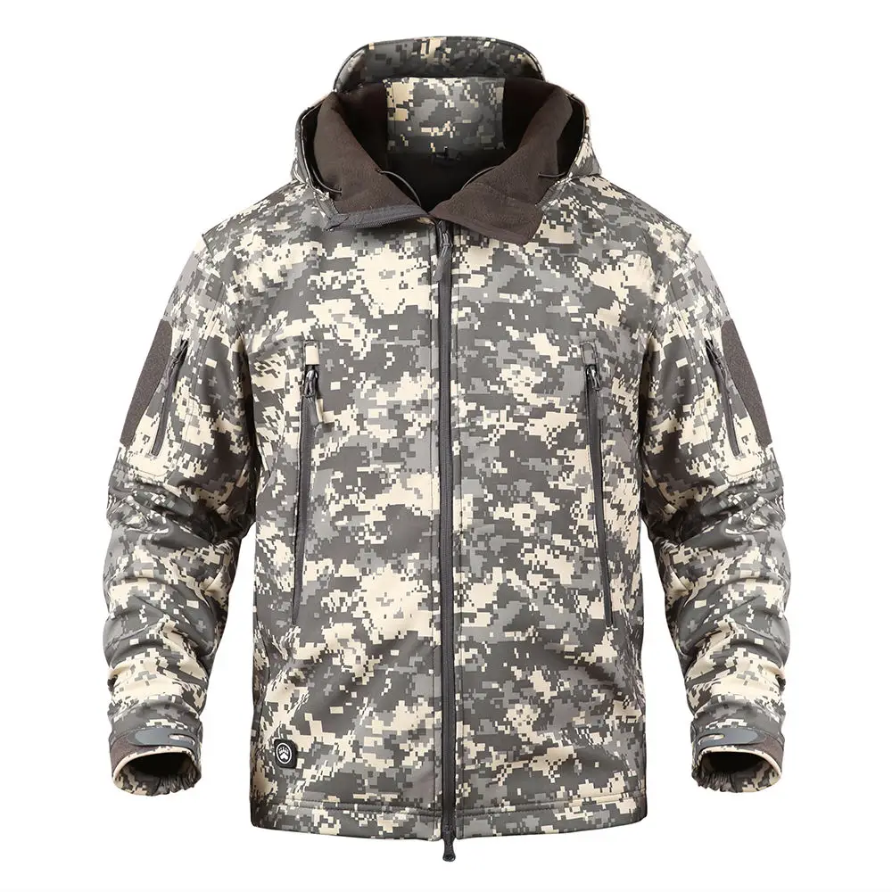 5XL Военная тактическая куртка мужская зимняя мягкая оболочка камуфляжная ветровка тактическая куртка мужская водонепроницаемая флисовая wo мужская одежда - Цвет: ACU camouflage