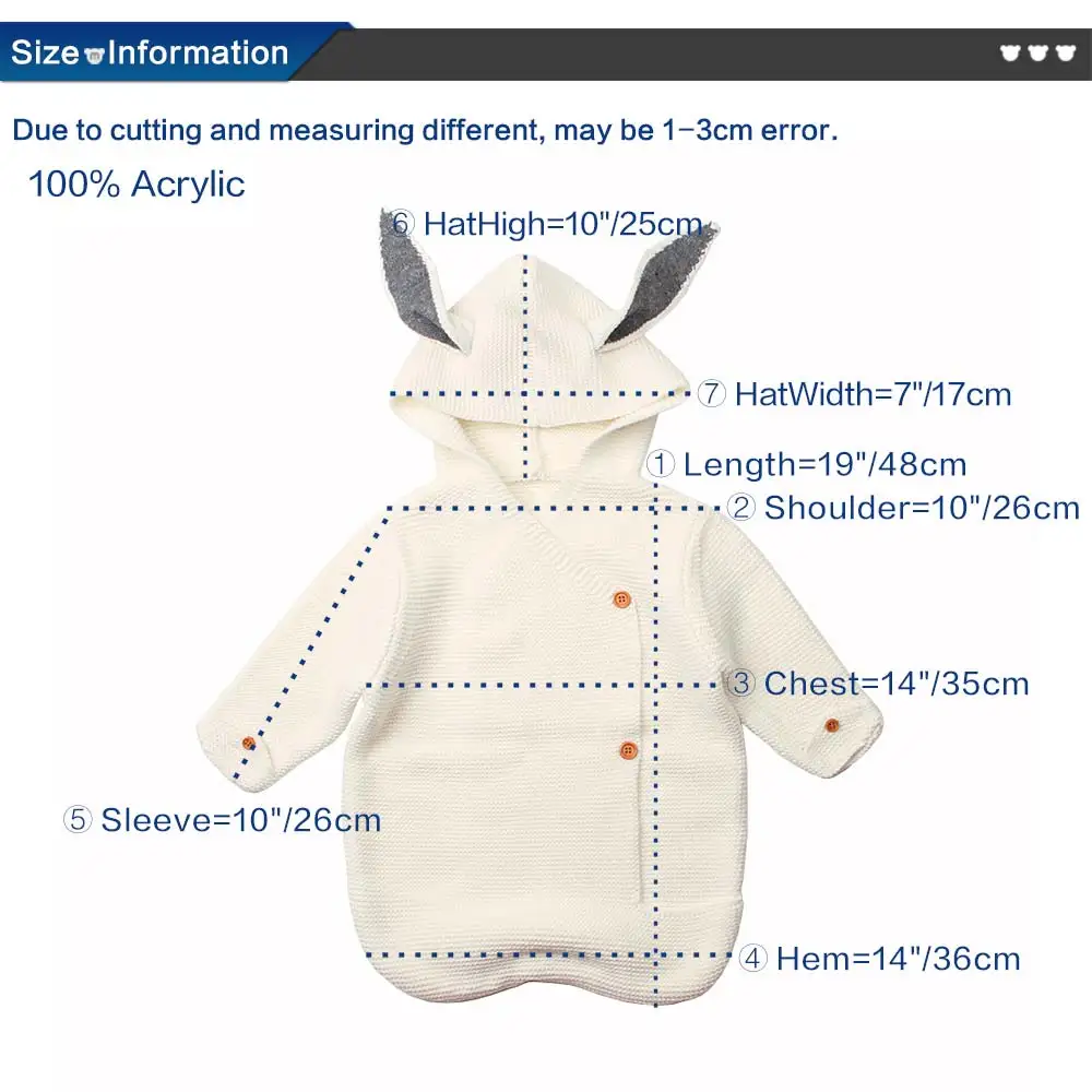 Knitted Baby Sleeping Bag Fashion Newborn Spring Autumn Stroller Swaddle Wrap Nest Infant Rabbit Animal Style Sleep Sack 0-1y (7)