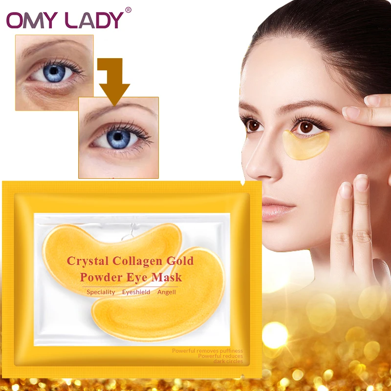

OMY LADY 1pair Gold Masks Crystal Collagen Eye Mask Anti-Wrinkle Eye Patches For The Eye Face Mask Remove Black Eye Care