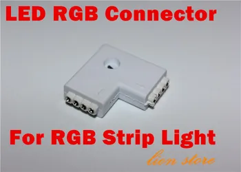 

5PCS/Lot 10mm 4pin L type RGB led connector wireless for 5050 RGB strip light No need soldering easy connect