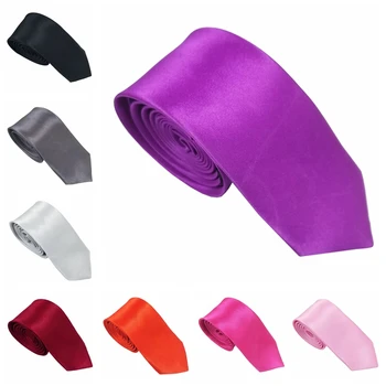 

Hot 20 Colours Corbatas Hombre 5cm Men Slim Norrow Tie Satin Silk Wedding/Party Use Necktie Accessories