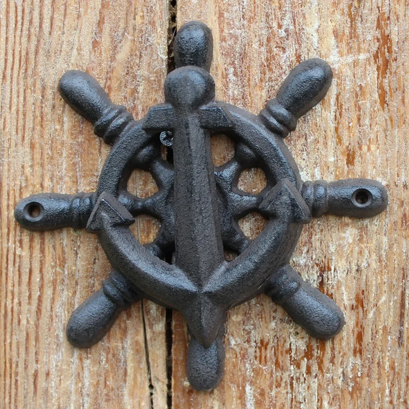 2 Cast Iron Ships Wheel Door Knocker Outdoor Door Gate Decor Antique