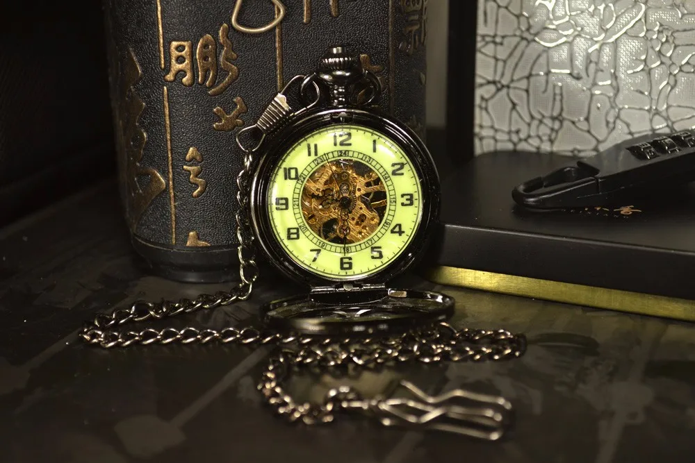 TIEDAN стимпанк Роскошные под старину светящийся Скелет Механические карманные часы Для мужчин цепи Цепочки и ожерелья Бизнес Повседневное
