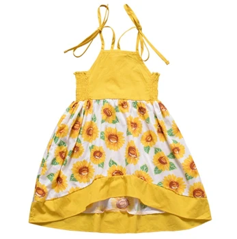 

Official Brand 2019 Girl Sweet Strap Dress Print Dress Baby Sunflower Baby Girl Clothes Dresses kids clothes in bulk twins