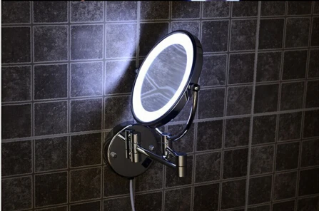 Горячая ванная комната хромированная Настенная 8 дюймов Латунь 3X/1X увеличительное зеркало светодиодный свет складное зеркало для макияжа косметическое зеркало леди подарок