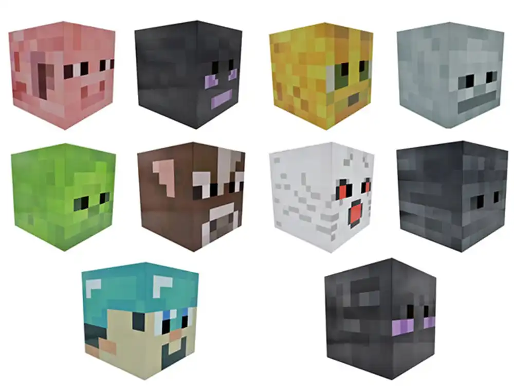 Minecraft Diy Steve Zombie Creeper Spider Enderman Skeleton Zombie Pigman Head Box Costume Cardboard Mask Mask Rubber Boxbox Cell Aliexpress
