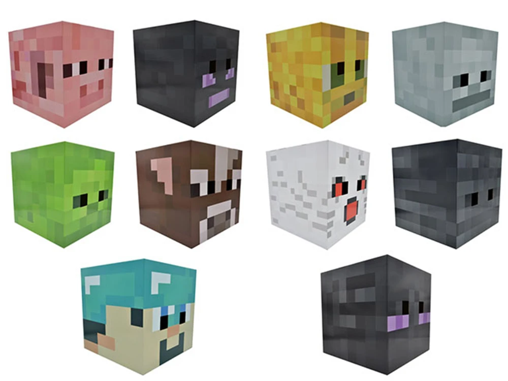 Minecraft Bricolage Steve Zombie Creeper Araignee Enderman Skeleton Zombie Pigman Caisse De Tete Costume Carton Masque Aliexpress